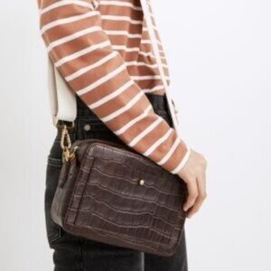 Madewell The Transport Camera Bag: Croc Embossed Leather Edition